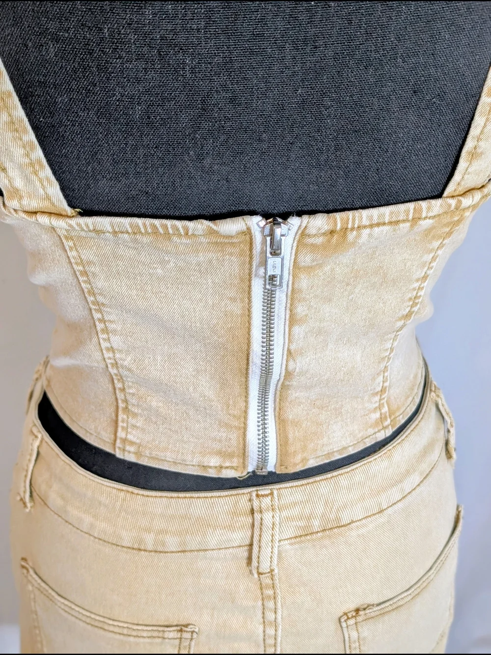 Cream Denim Corset & Mini Skirt Set, Size Small- Coastal Cowgirl